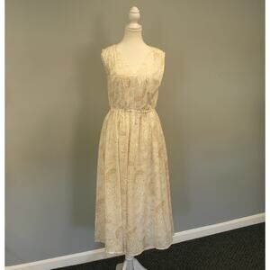New Haven Well Within Cotton Voile Shell Midi Dress Beige Print Sleeveless XS